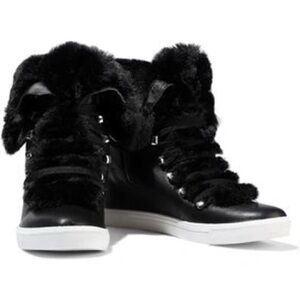 Donna Karan Black Fur-Accented boots